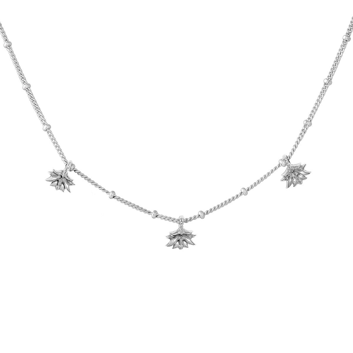 Collar motivos colgantes flor loto plata , J04590-01, hi-res