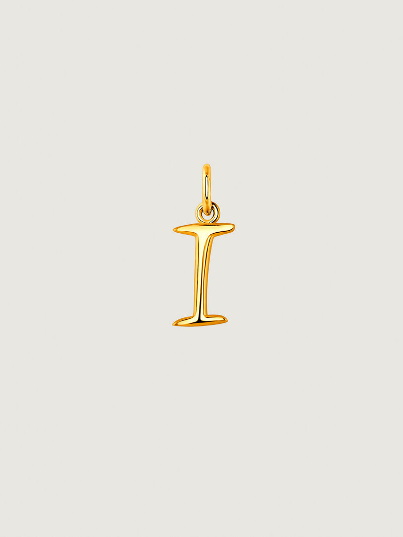 18K Yellow Gold Plated 925 Silver Charm with Initial I image number 0