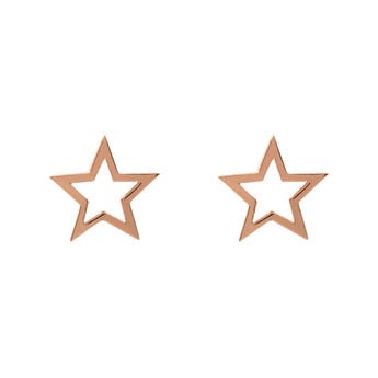 Rose gold plated hollow star earrings , J01895-03,hi-res