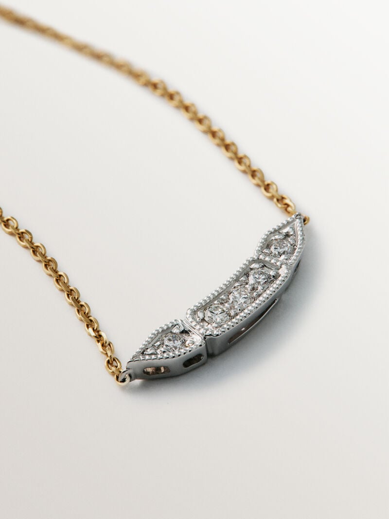 Colgante de oro blanco y amarillo de 18K con pavé de diamantes en talla brillante image number 4