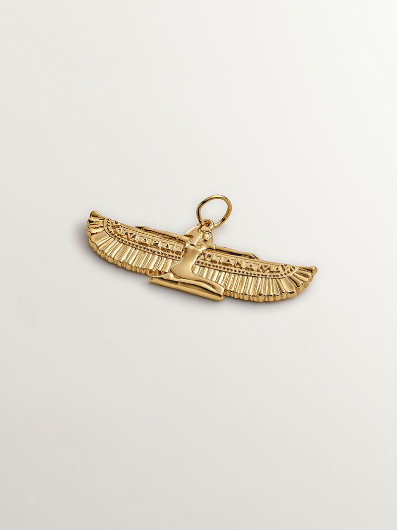 925 silver charm coated in 18K yellow gold with winged goddess image number 0