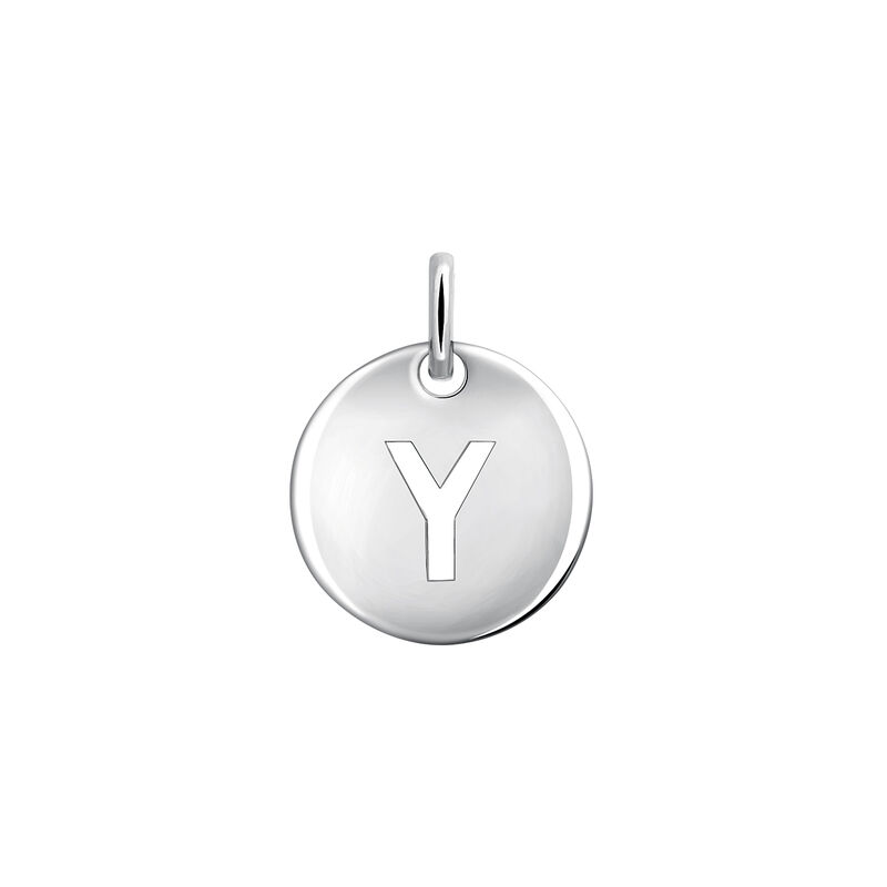 Silver Y initial medallion charm , J03455-01-Y, hi-res