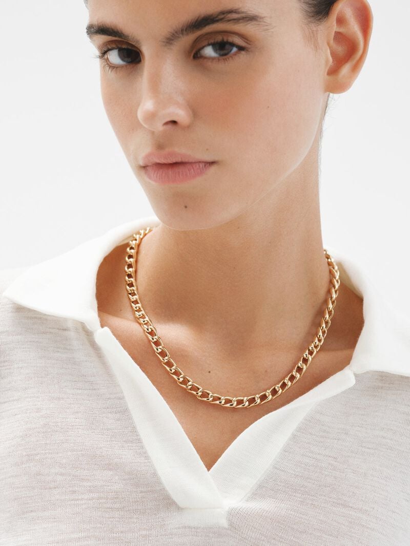 Barbed link chain made of 925 silver, bathed in 18K yellow gold. image number 1
