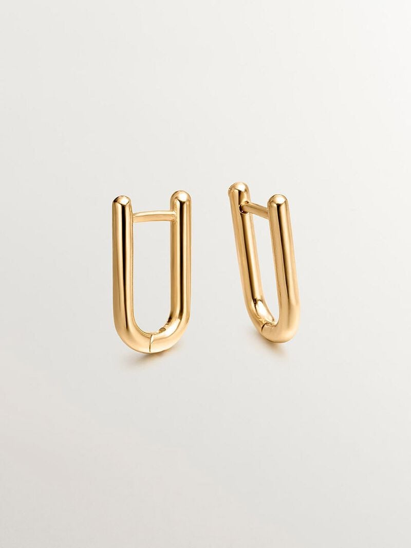 Long silver ring earrings 925 bathed in 18k yellow gold image number 6