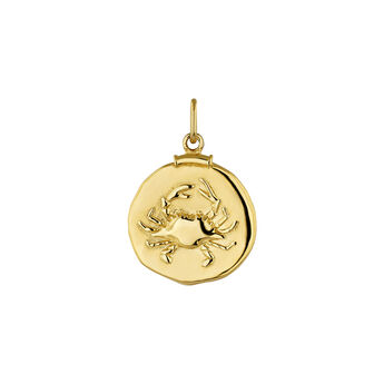Charm medalla Cáncer de plata bañada en oro amarillo de 18kt, J04780-02-CAN, mainproduct
