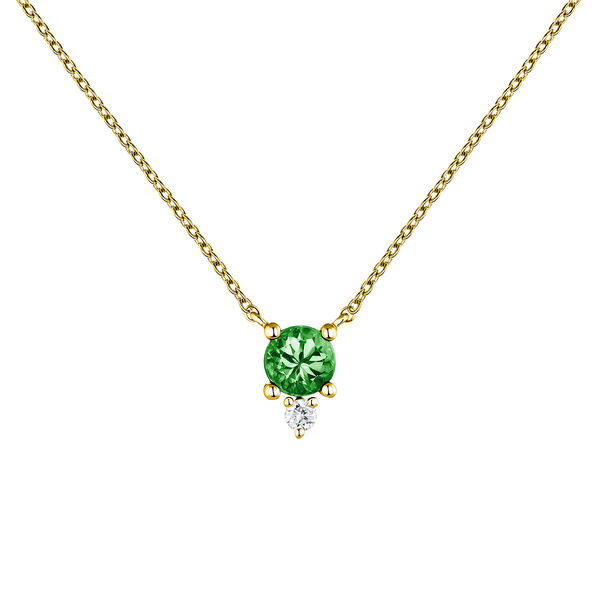 Emerald and diamonds gold necklace, J04081-02-EM,hi-res