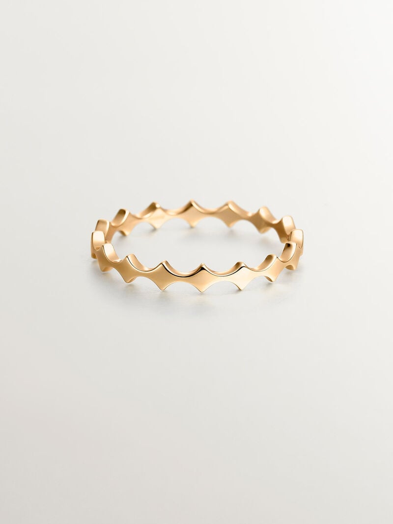 9K yellow gold ring with diamonds image number 2
