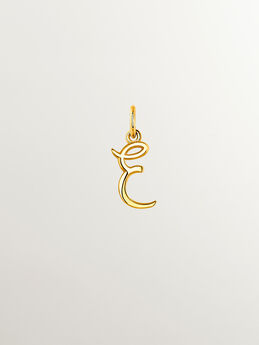 Pendentif initiale E argent plaqué or  , J03932-02-E,hi-res