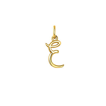 Gold-plated silver E initial charm  , J03932-02-E,hi-res