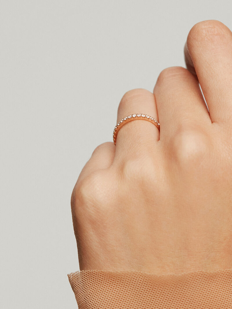 18K rose gold ring with diamonds image number 1