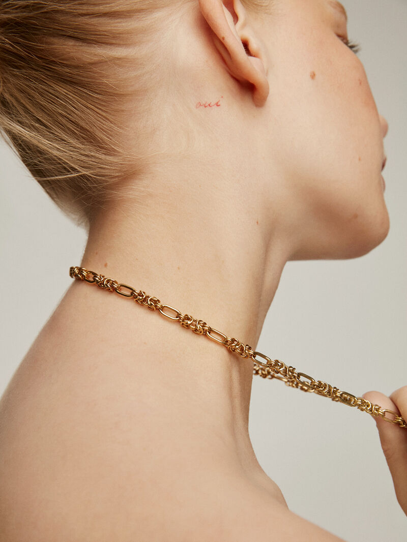 Combination link chain made of 925 silver, bathed in 18K yellow gold image number 3