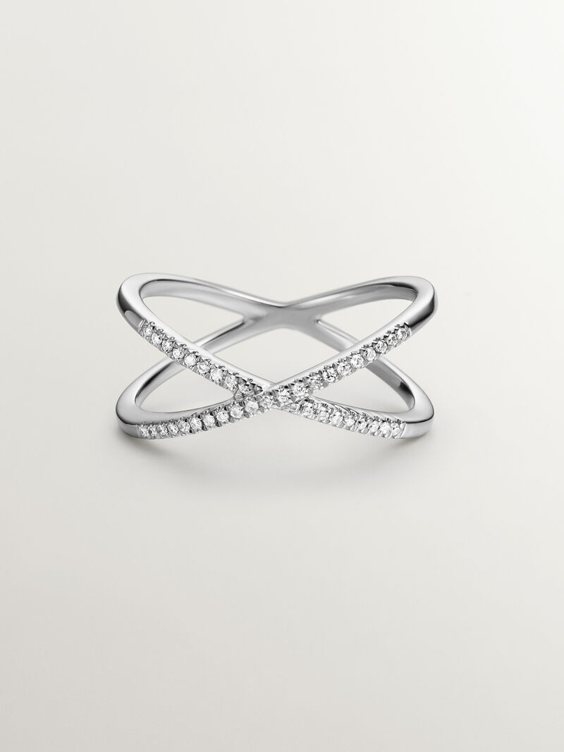 18K white gold cross ring with brilliant cut diamonds image number 2