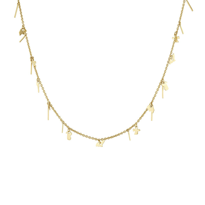 Gold plated motifs necklace , J04551-02, hi-res