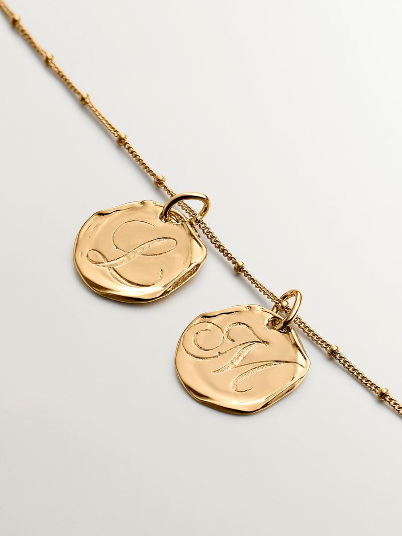 Handcrafted charm made of 925 silver bathed in 18K yellow gold with initial M. image number 4
