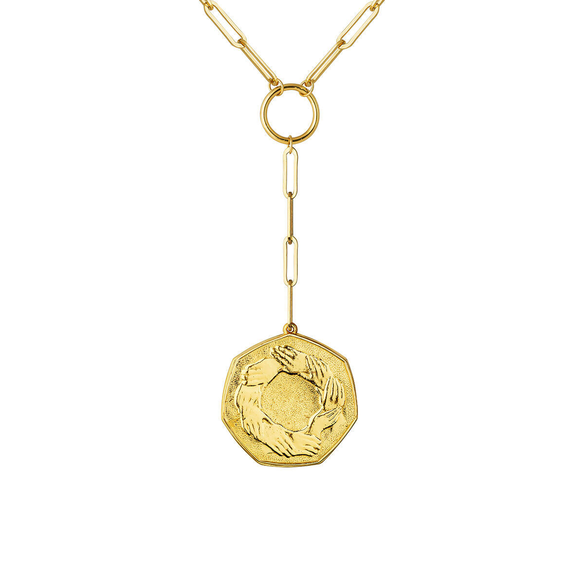Gold plated heptagonal coin pendant , J03593-02, mainproduct