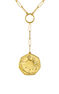 Gold plated heptagonal coin pendant , J03593-02