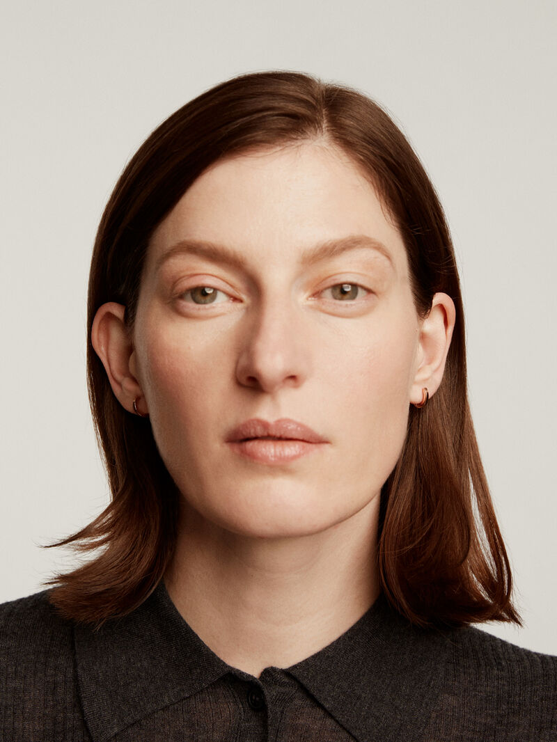 Small 925 silver hoop earrings bathed in 18K rose gold image number 4