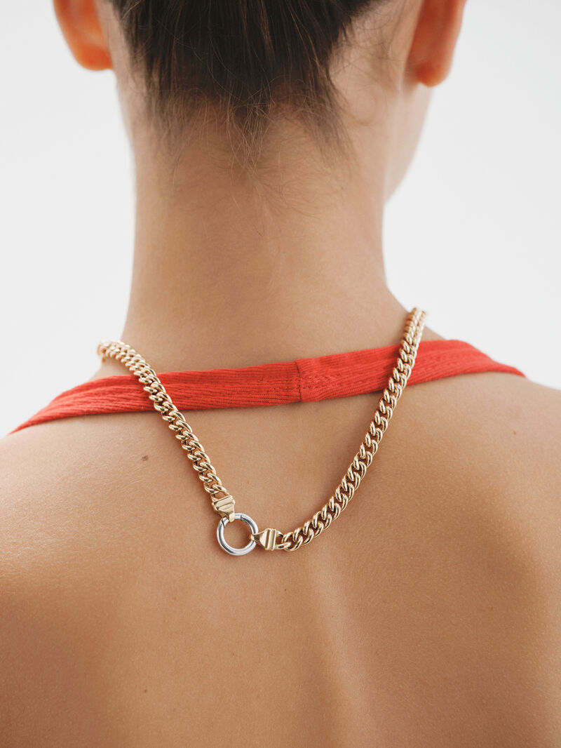 Chain of barbed links made of 925 silver, bathed in 18K yellow gold. image number 3