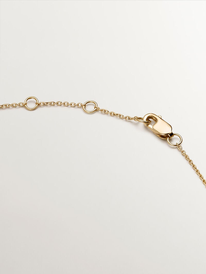 18K yellow gold necklace with white opal and emerald. image number 6