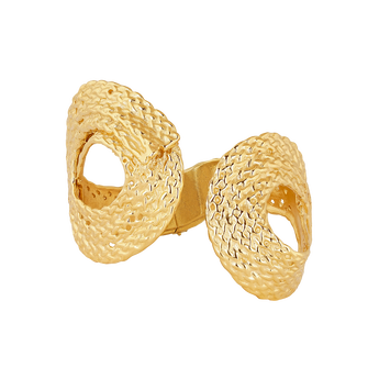 Gold plated wicker rigid bracelet , J04419-02,hi-res