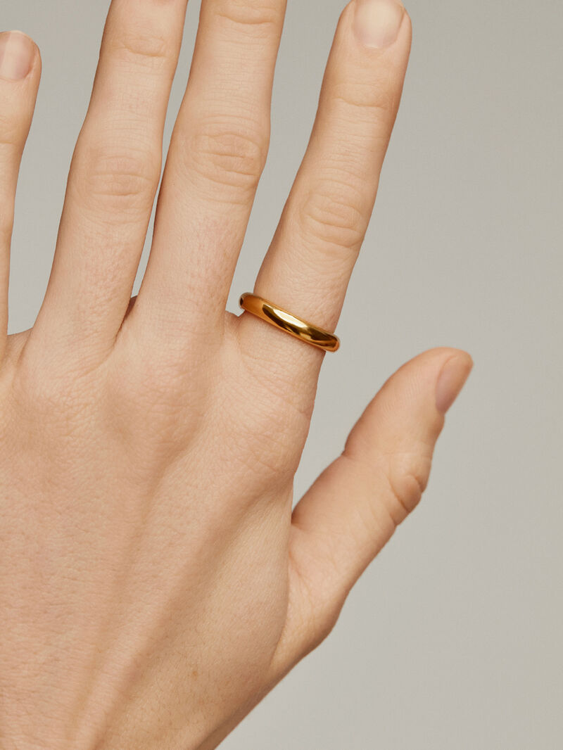 Smooth 925 silver ring bathed in 18K yellow gold image number 1