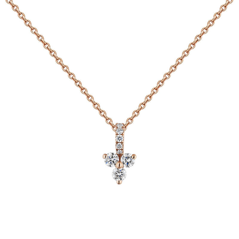Pink gold diamonds and diamonds clover necklace , J04430-03, mainproduct