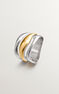 Wide triple ring in dual-coloured silver, J05226-09