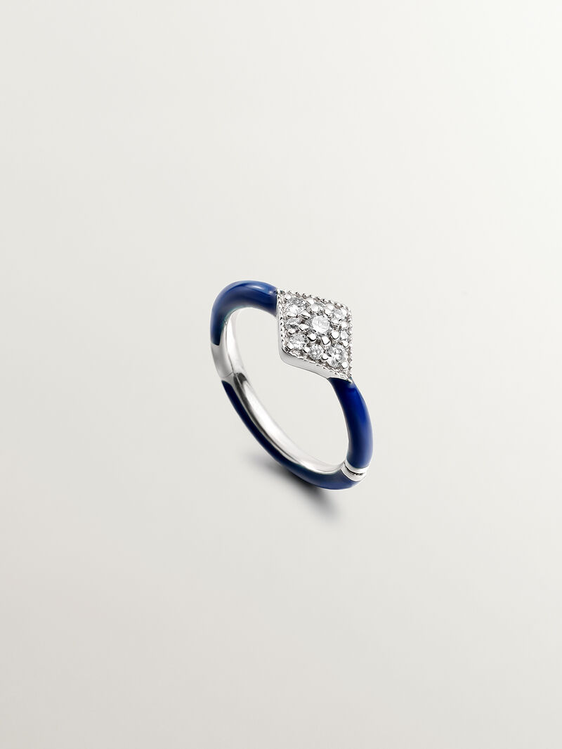 Individual earring of thread and 18K white gold with diamonds. image number 0