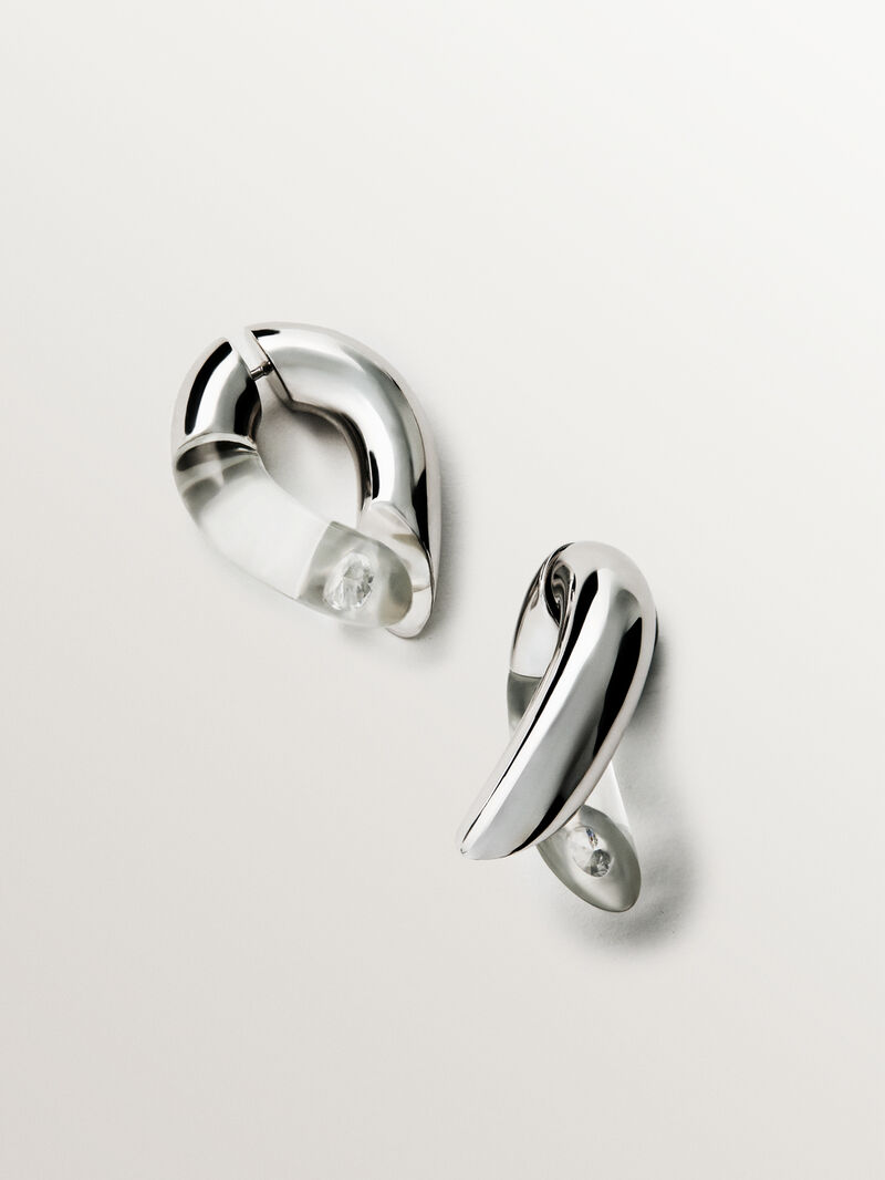 925 silver hoop earrings with zircons suspended in resin image number 6