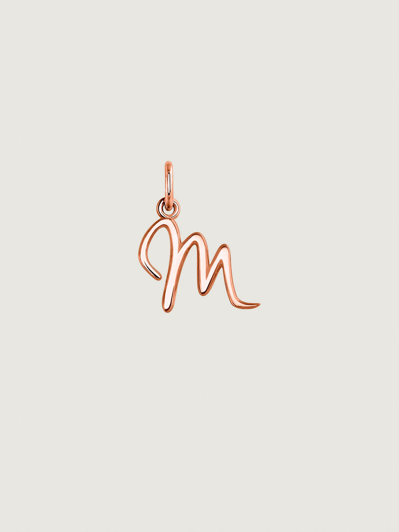 18K Rose gold-plated 925 silver charm with initial M. image number 0