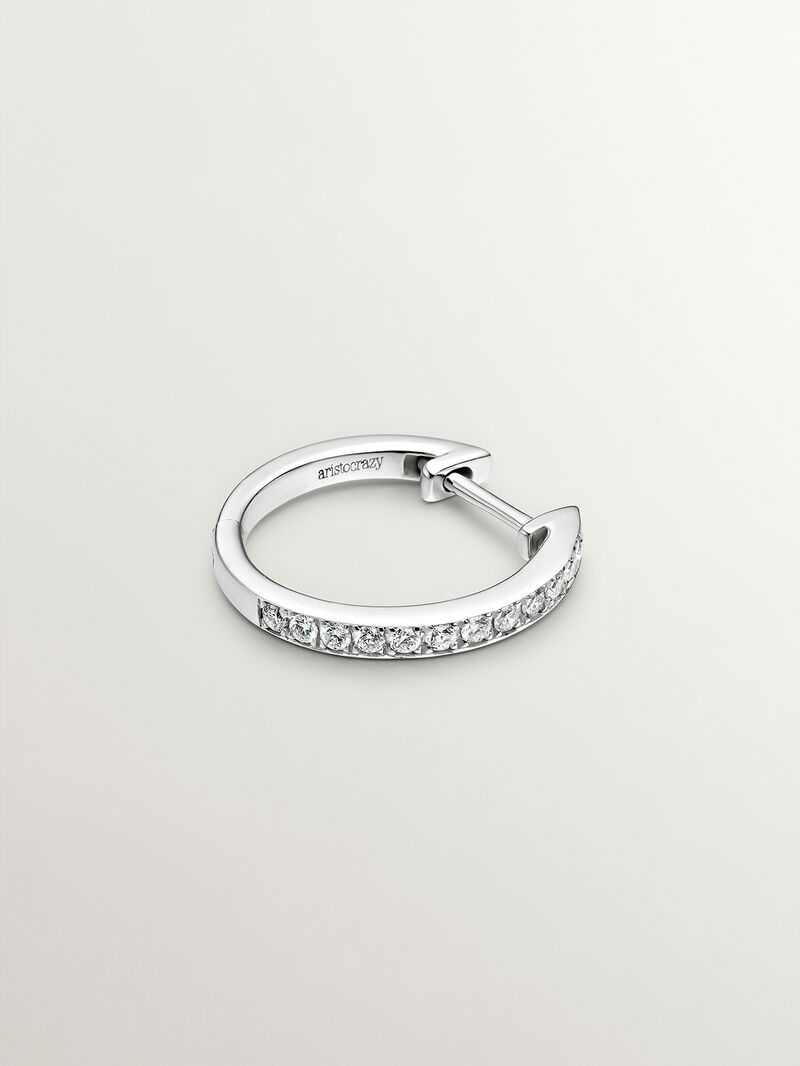 18K white gold single hoop earring with brilliant-cut diamond image number 2