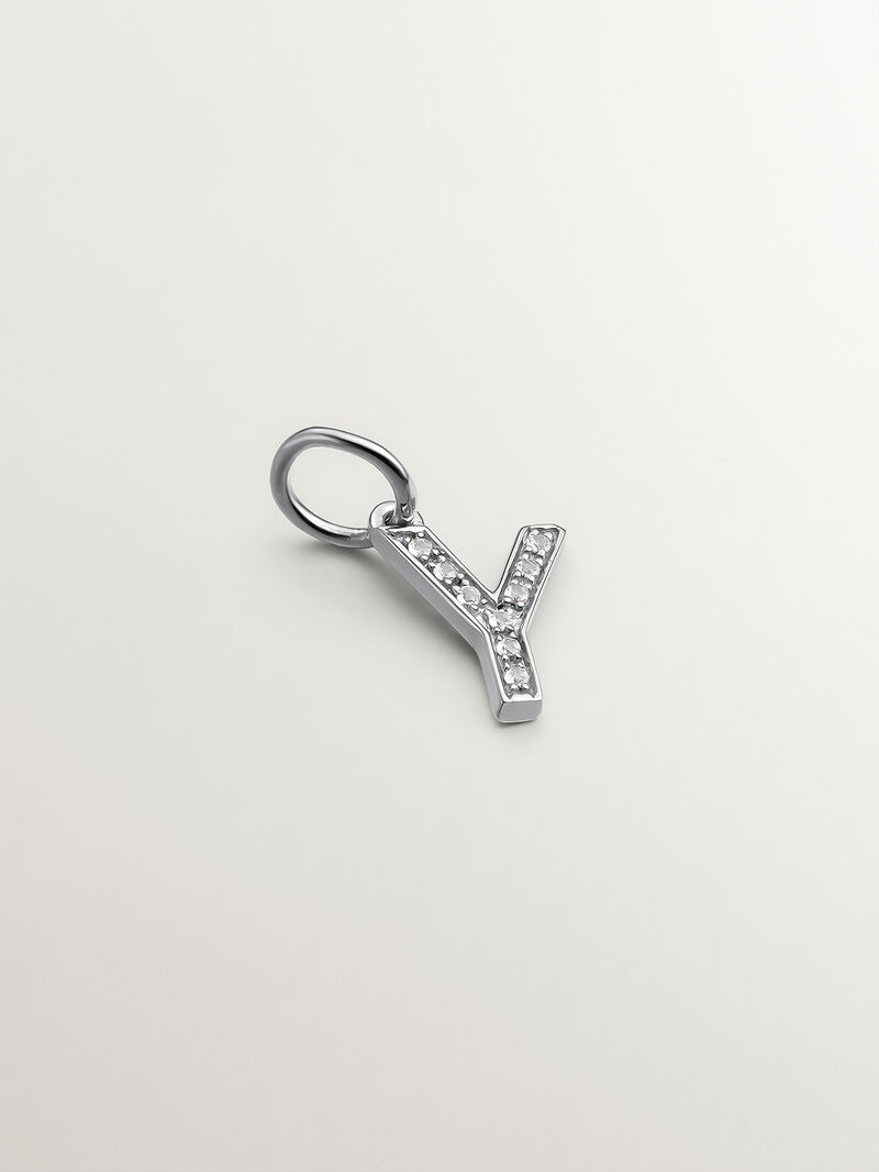 925 Silver Charm and White Topaz Initial Y image number 0