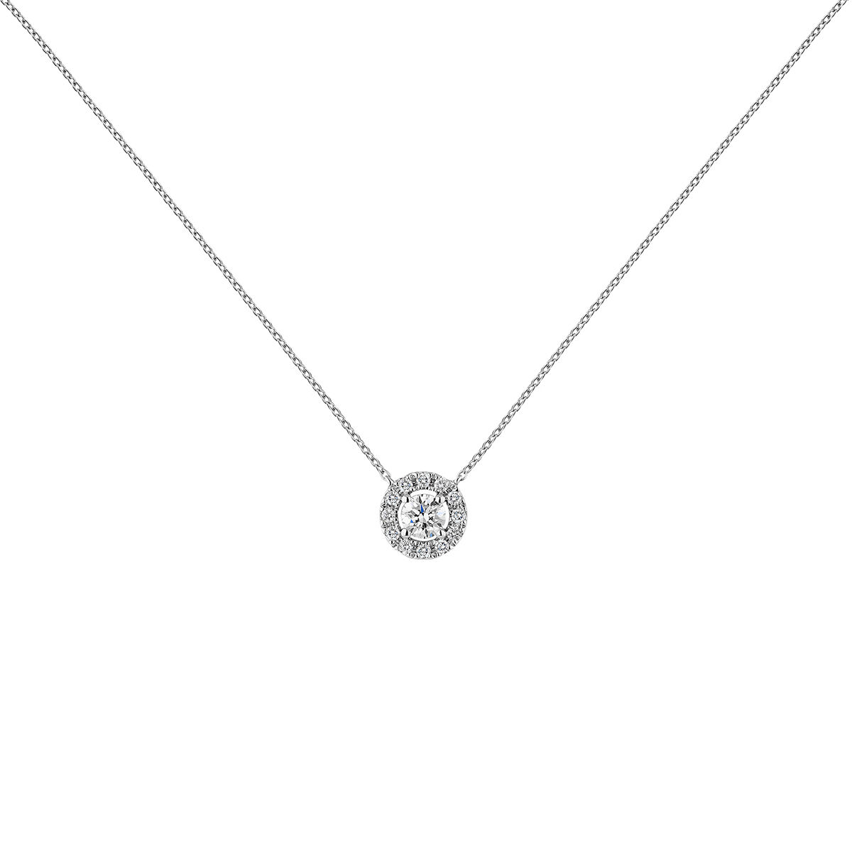 Collier bordure en diamants or blanc 0,20 ct , J04221-01-20-06, hi-res