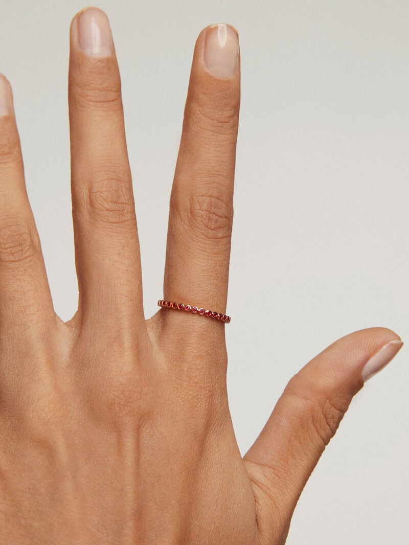9K Rose Gold Ring with Rubies image number 3