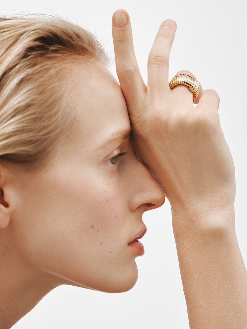 18K yellow gold plated 925 silver tumbagas ring image number 3