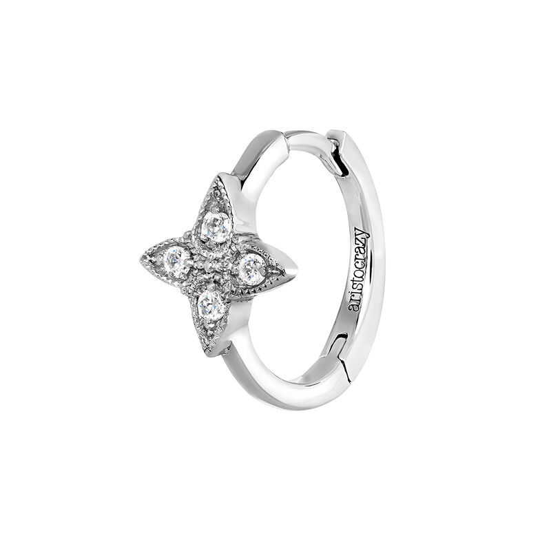 White gold diamond cross hoop earring 0.024 ct , J03912-01-H, hi-res