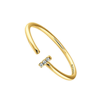 Small yellow gold You and I diamond ring 0.015 ct , J03880-02,hi-res