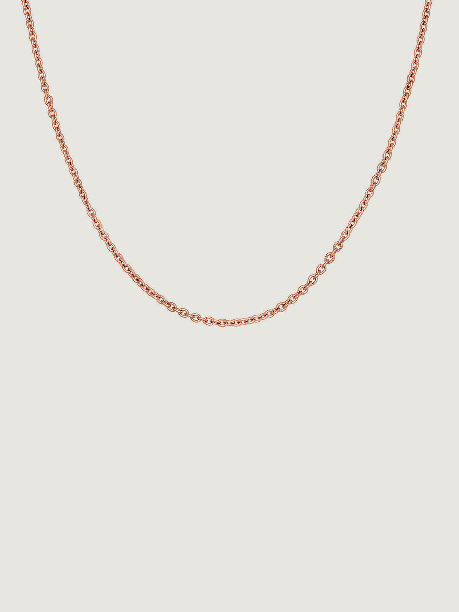 Cadena simple de plata bañada en oro rosa de 18kt, J03434-03, hi-res