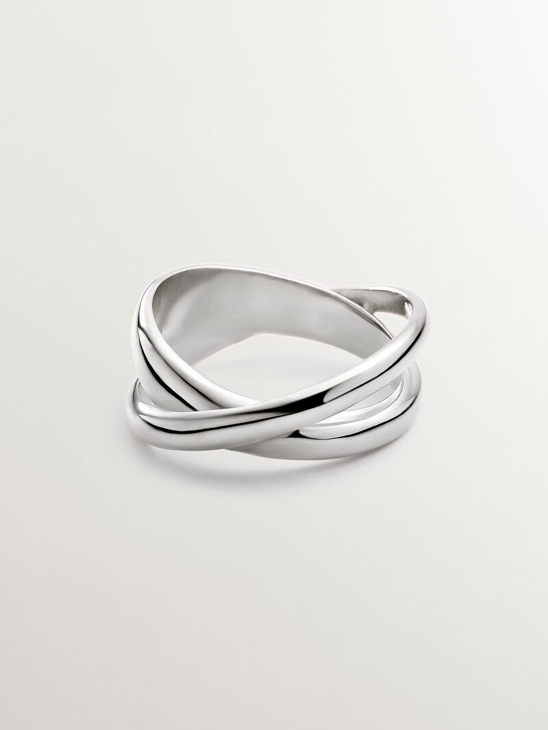 925 Silver Double Crossed Ring image number 2