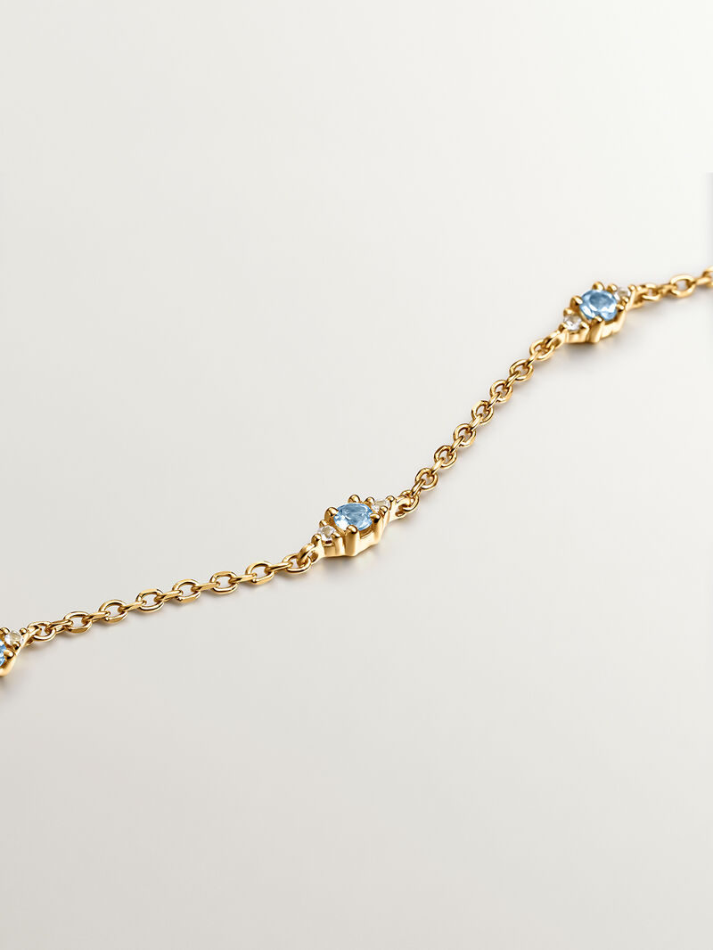 925 Silver Tieinillo Ring in 18K Yellow Gold with London and White Blue Topacios image number 2