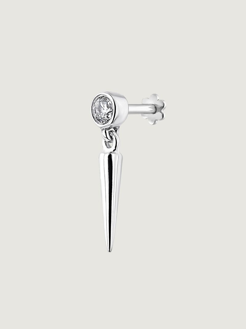 Individual 18K white gold earring with spike and diamond image number 2