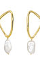 Boucles d'oreilles triangulairese perle barroque argent plaqué or , J04200-02-WP