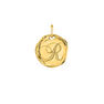 Charm medalla inicial R artesanal plata recubierta oro , J04641-02-R