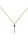 Colgante cadena de oro amarillo de 9kt con diamantes y zafiro azul, J04983-02-BS