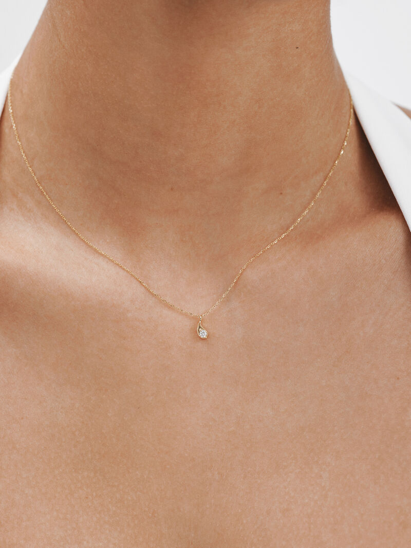 9K Yellow Gold Pendant with Drop and White Diamonds image number 1