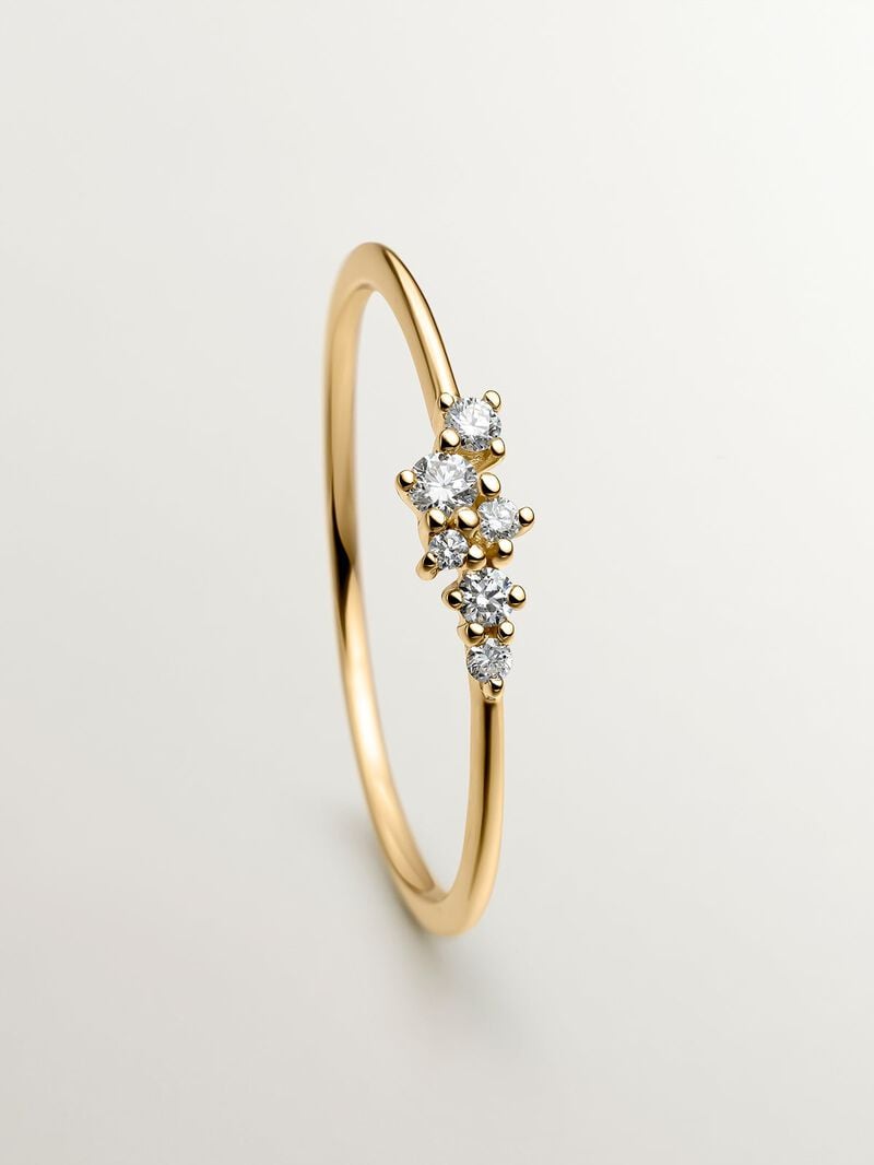 18K yellow gold ring with diamonds 0.025 cts image number 4