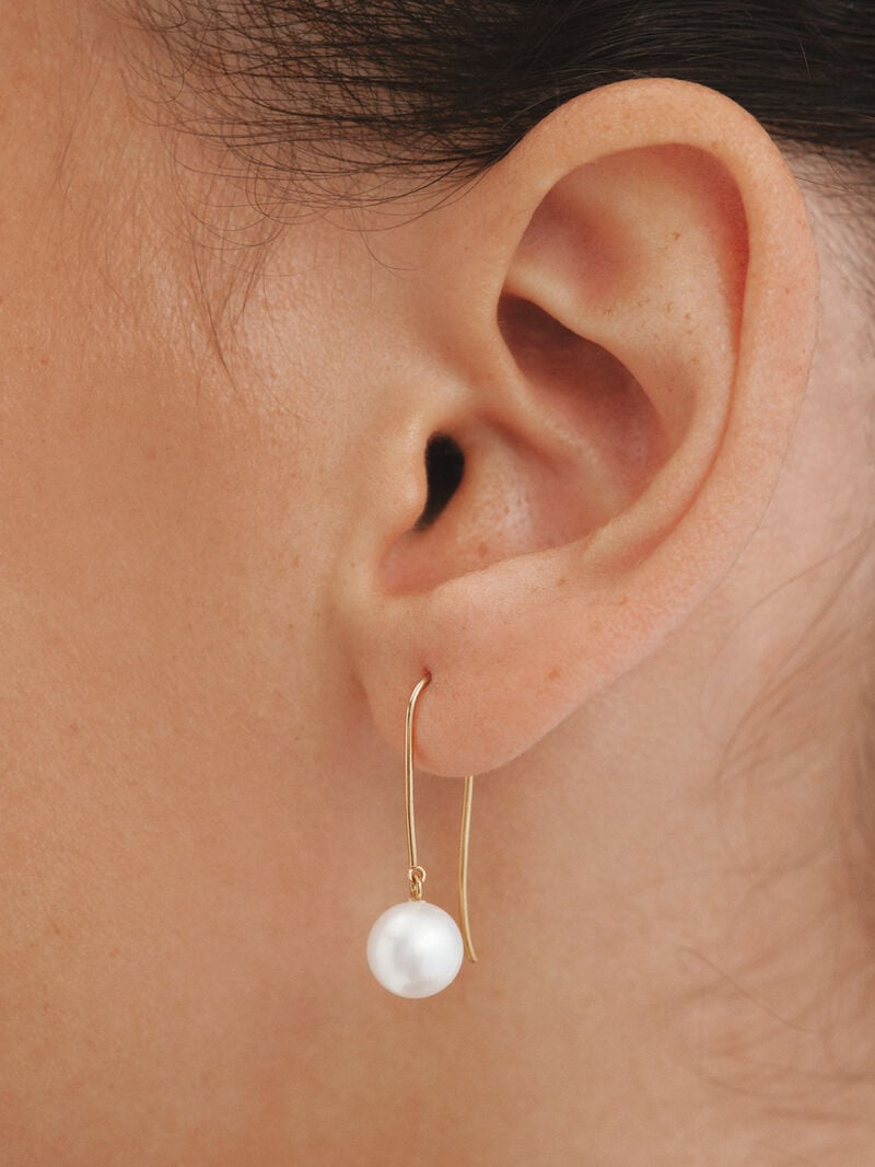 18K gold-plated 925 silver single earring with pearl image number 1