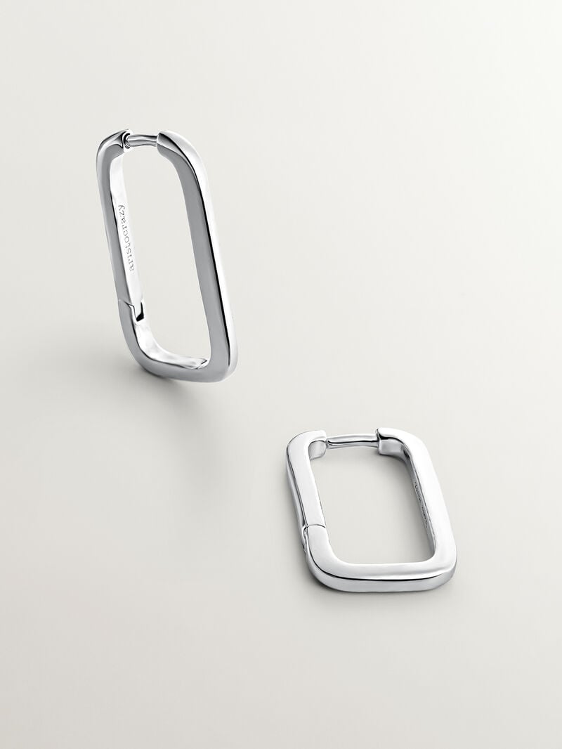 925 Silver Rectangular Earrings image number 2