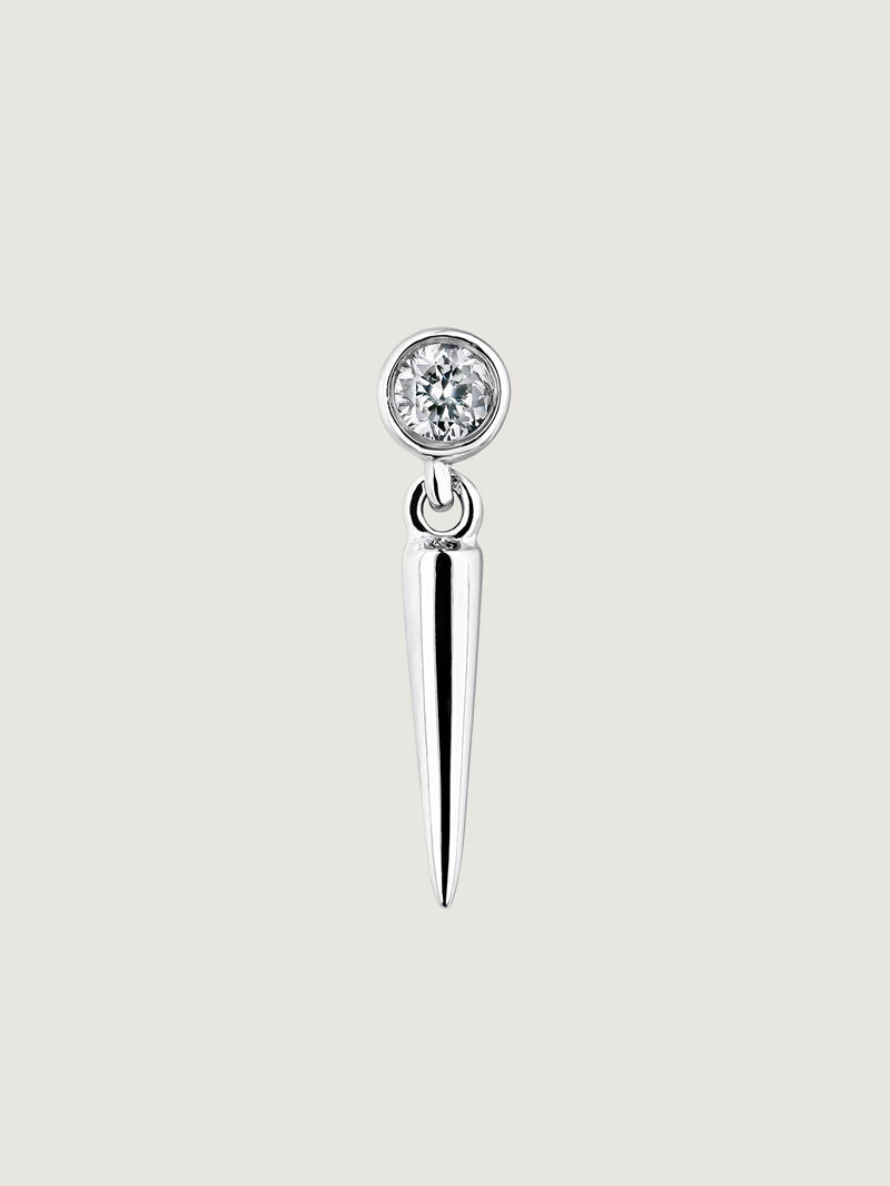 Individual 18K white gold earring with spike and diamond image number 0