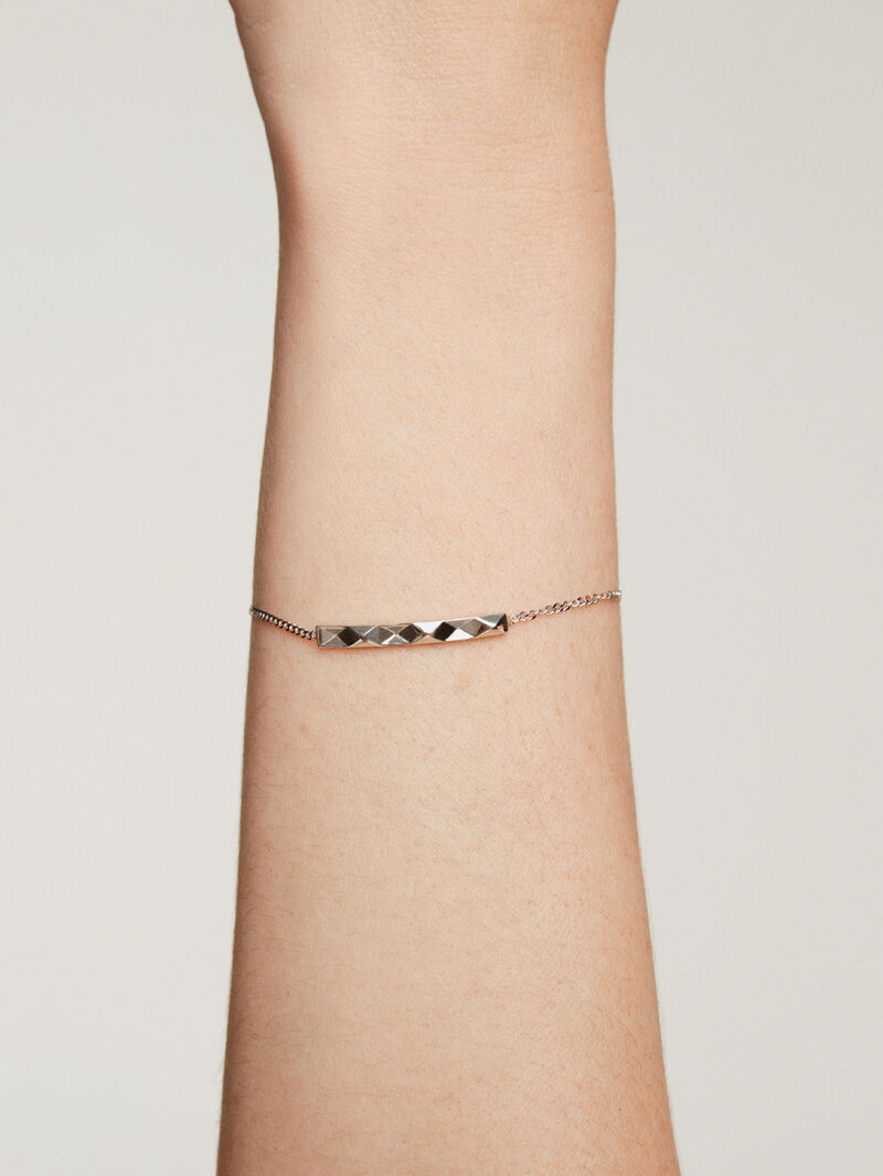 925 silver bracelet with geometric texture image number 1